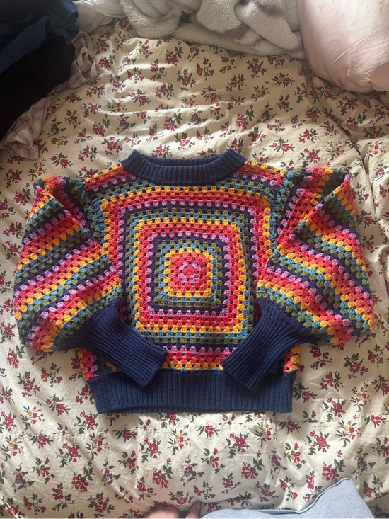 FARM Rio Sweaters - FARM Rio Rainbow Crochet Crop Sweater